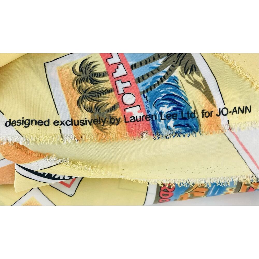 JoAnn Fabrics Yellow Hotels of the World Fabric 5 yards Beaches Italy Spain Japa - Picture 8 of 10